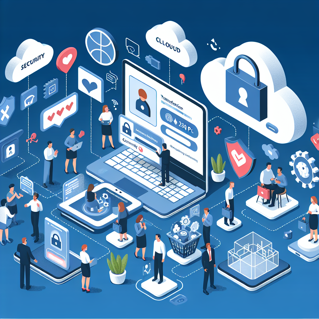 Illustration of user verifying login on app in a cloud technology overlay setting, with a creative mood.