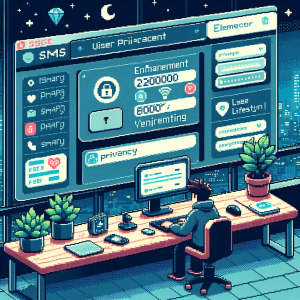Illustration of dashboard rendering sms logs in a dashboard screen blur setting, with a determined mood.