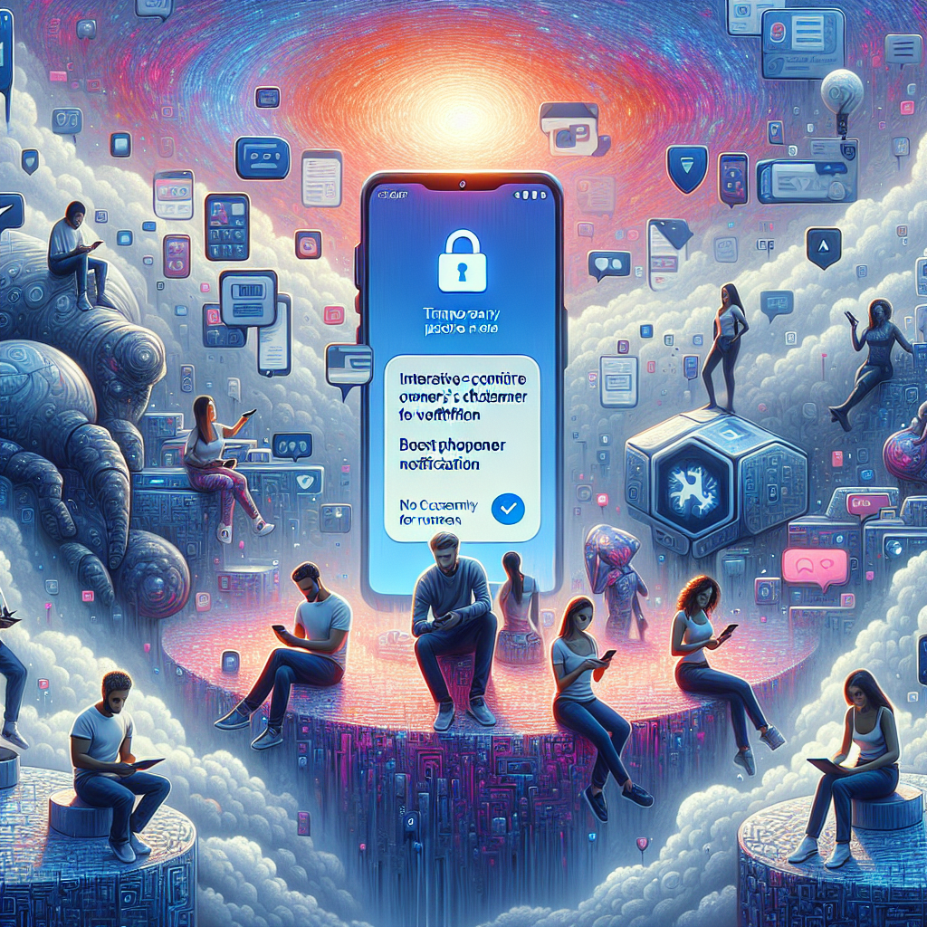 Illustration of sms notification popping up in a abstract cybersecurity pattern setting, with a relaxed mood.