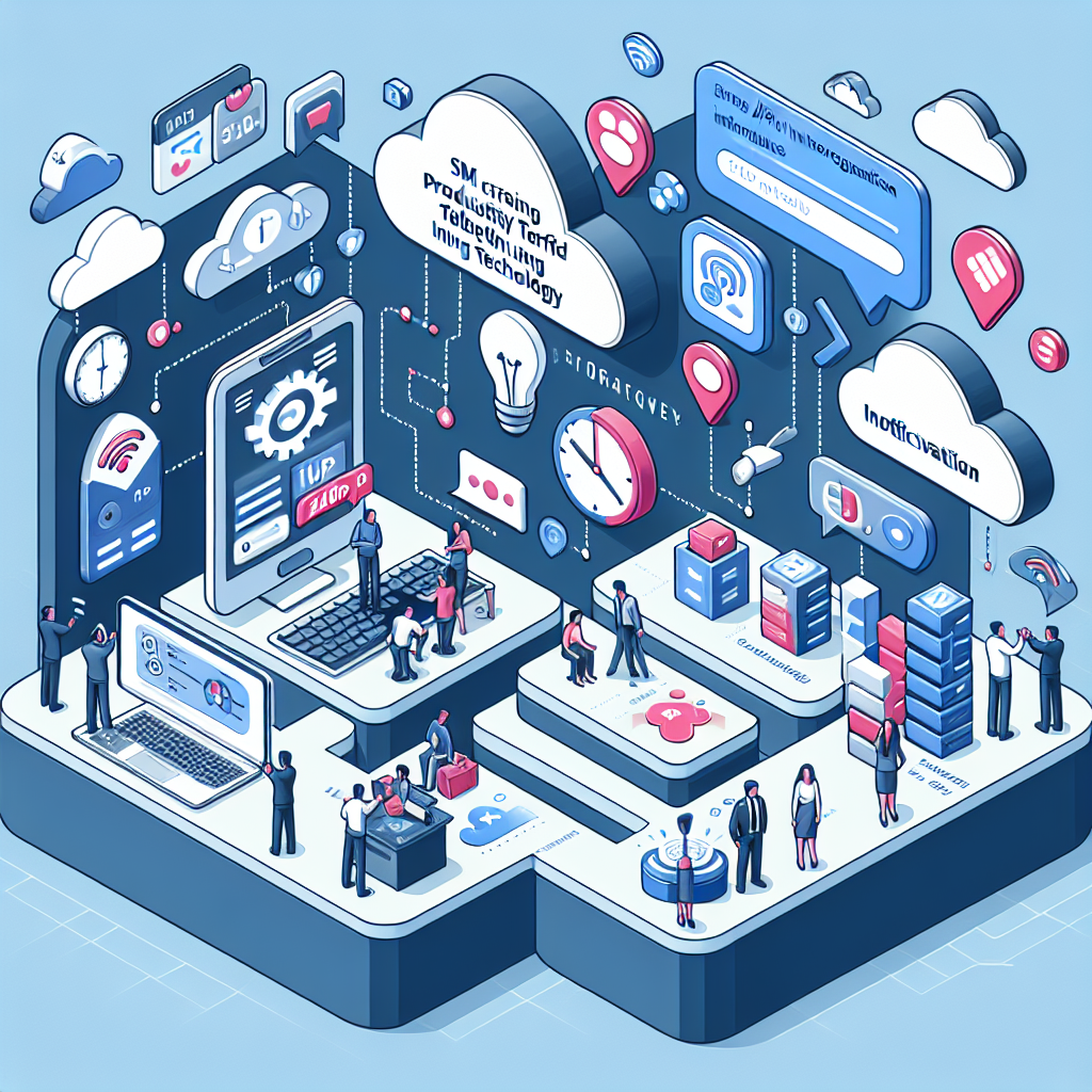 Illustration of sms api integration diagram in a cloud technology overlay setting, with a creative mood.