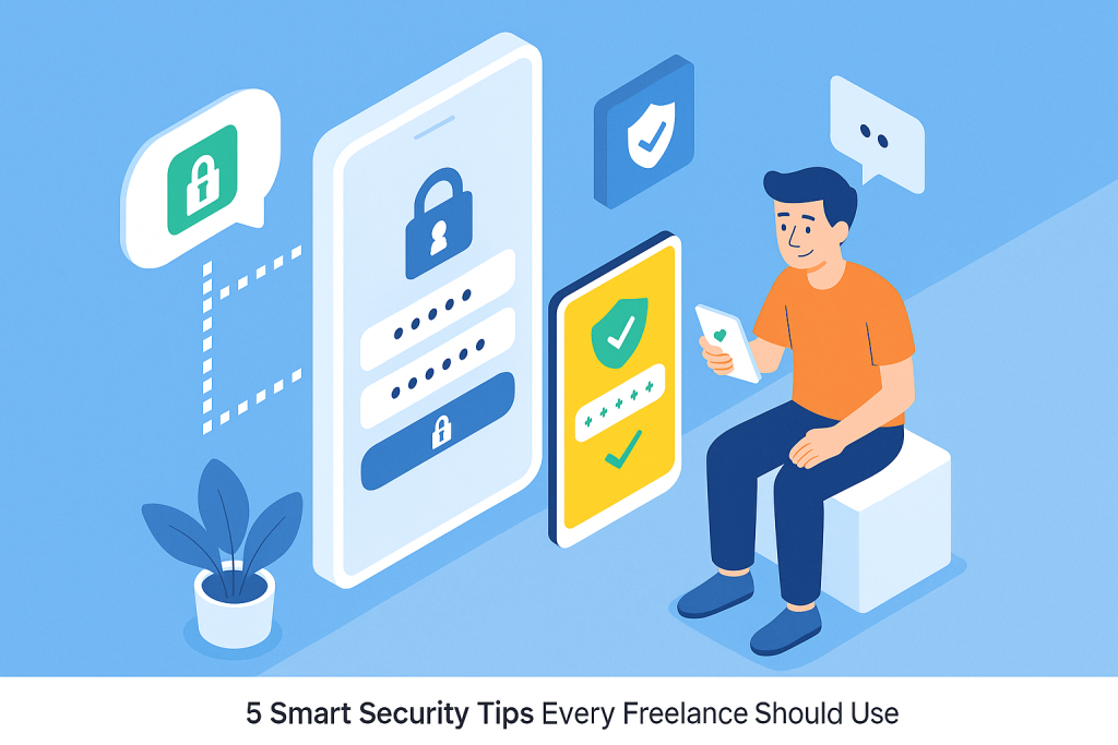 Illustration of user verifying login on app in a secure sms transmission visual setting, with a relaxed mood.