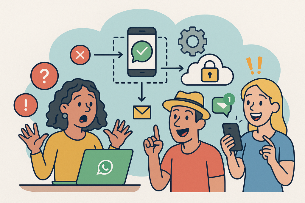 Illustration of sms api integration diagram in a secure sms transmission visual setting, with a inspired mood.
