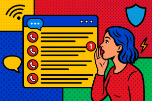 Illustration of dashboard rendering sms logs in a mobile signal icons setting, with a creative mood.